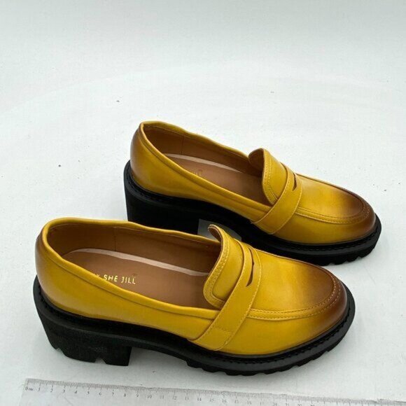 Shoes - Womens Platform Loafers Lug Sole Chunky Heel Non Slip Faux Leather Casual